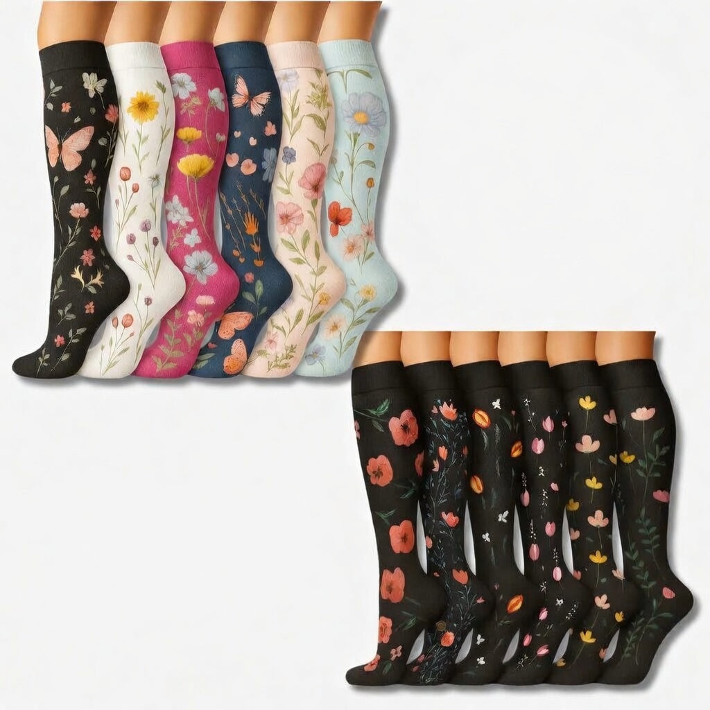 Flower Mix Compression Socks | 20-30mmHg
